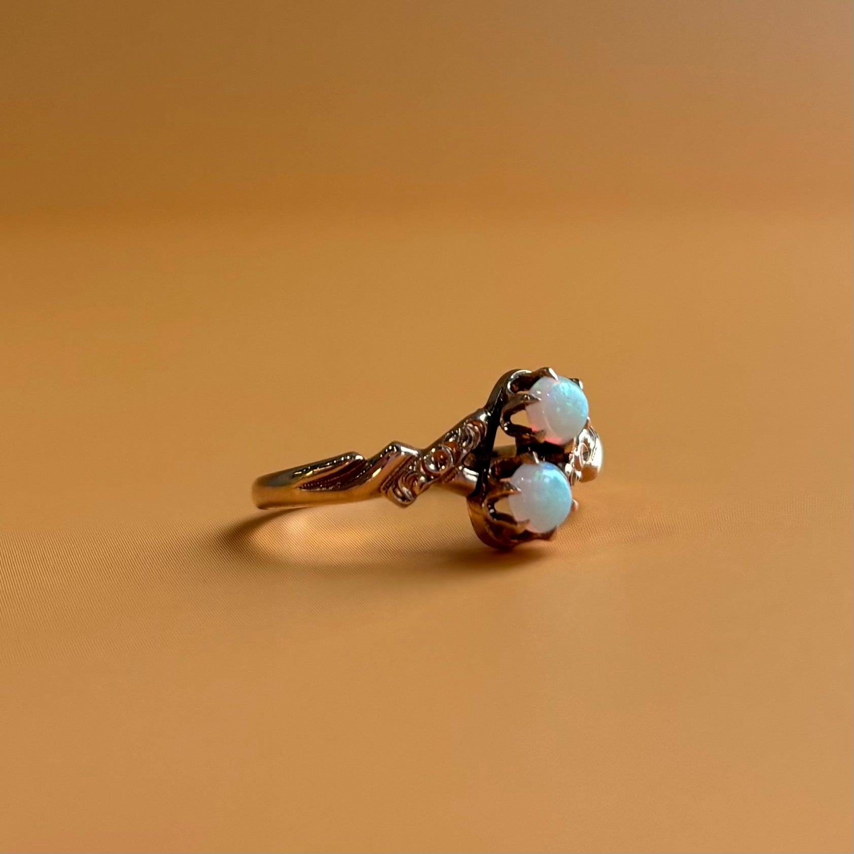Double Opal Ring | 10K Yellow Gold | Vintage