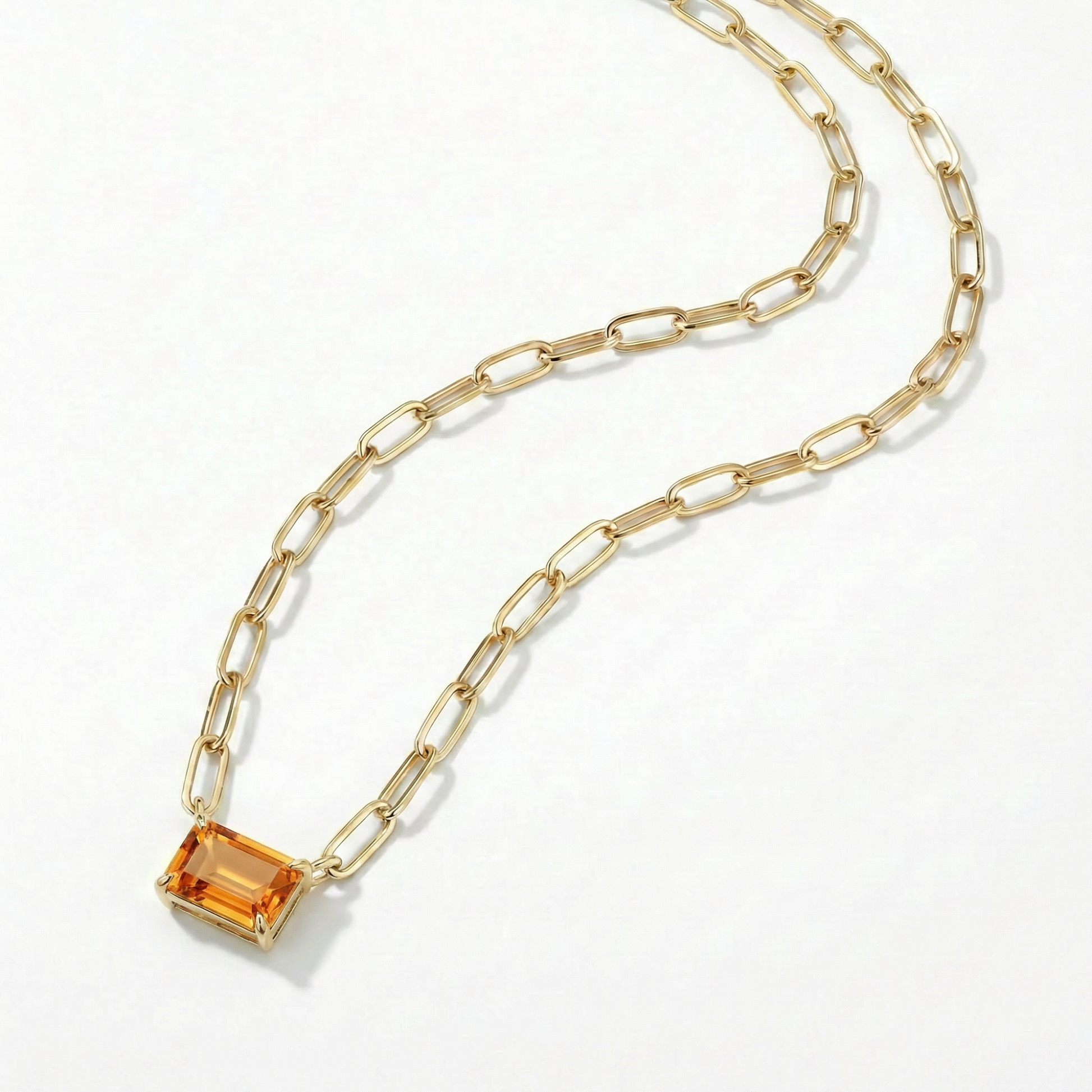 The Gemstone Paperclip Necklace | Citrine