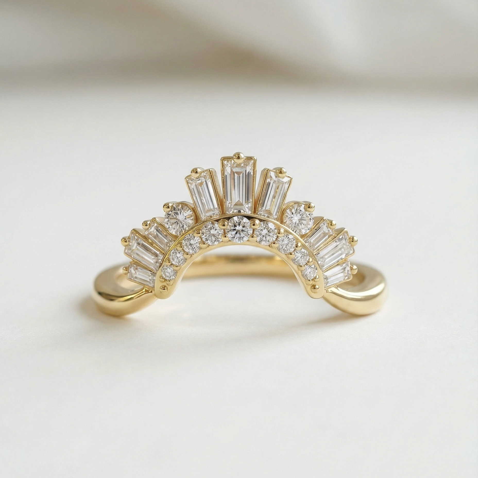 The Crown Contour Band | Mixed Cut | Natural Diamond