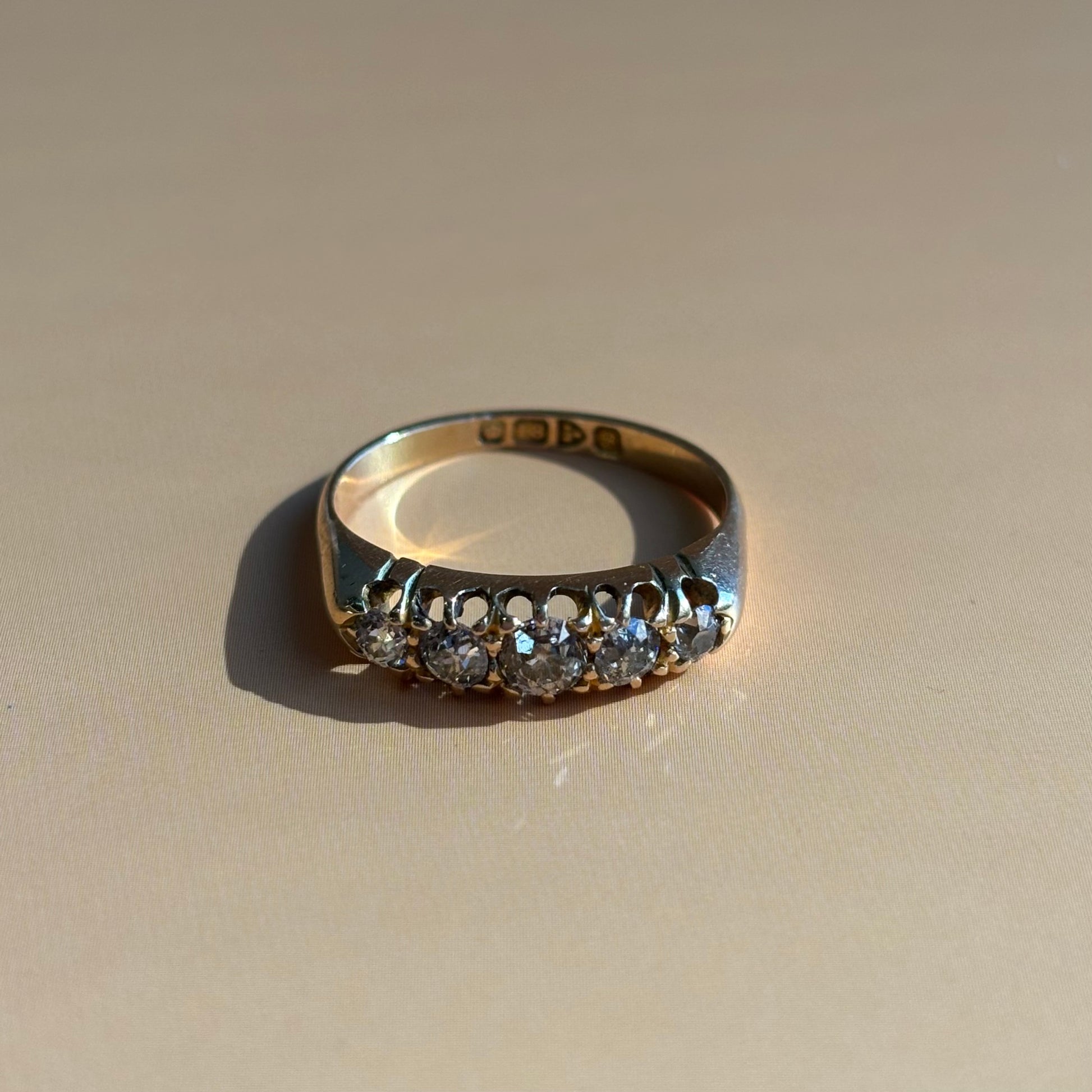 0.50ct Five Stone Diamond Band | Birmingham 1890 | 18k Yellow Gold | Vintage