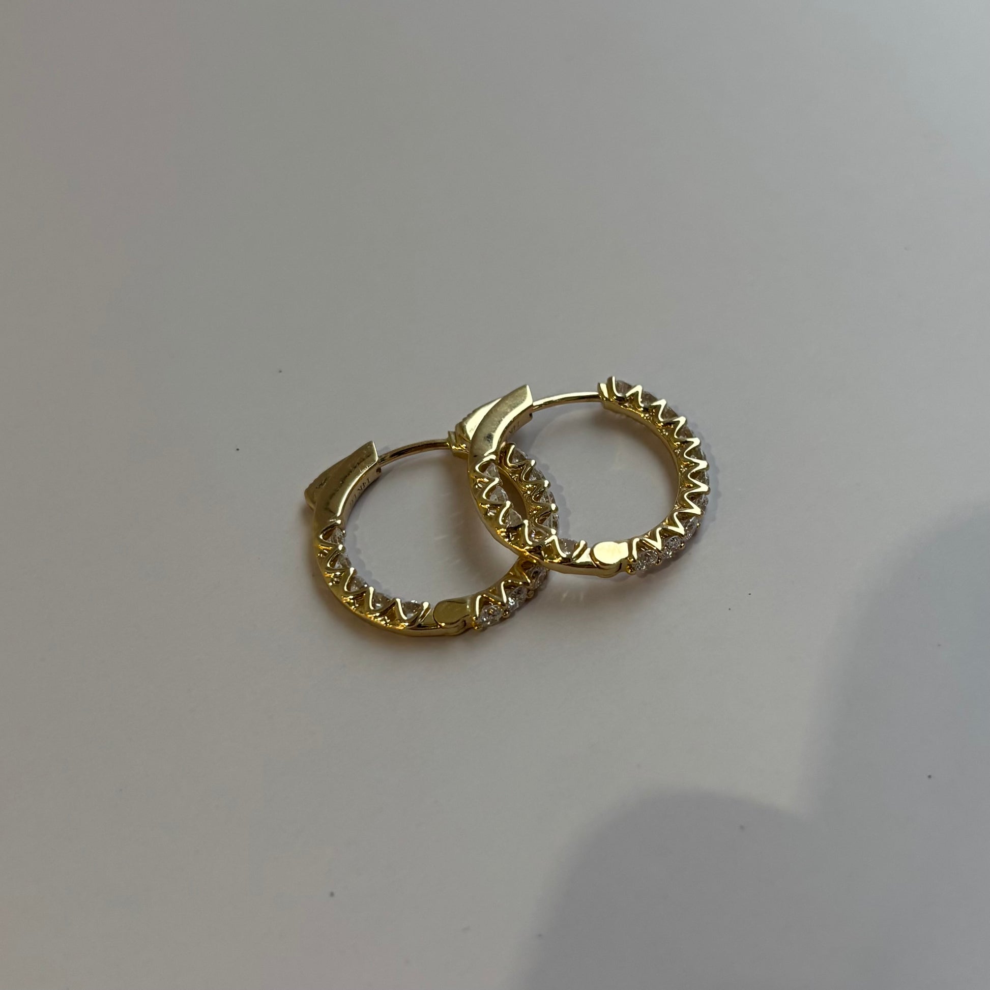 Lab-Grown Diamond Inside-Outside Hoop Earrings | 2.32 CTW | 14K Yellow Gold