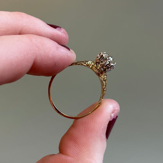 Two-Tone Victorian Diamond Engagement Ring
