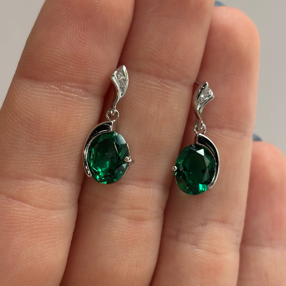 Emerald Oval Earrings