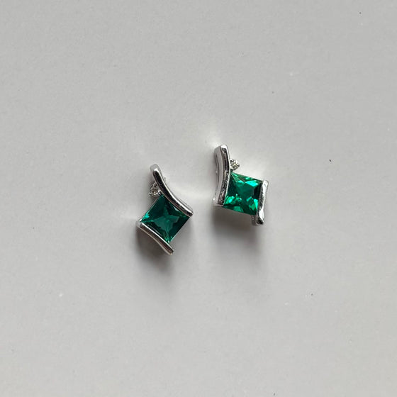 Princess Cut Emerald Earrings