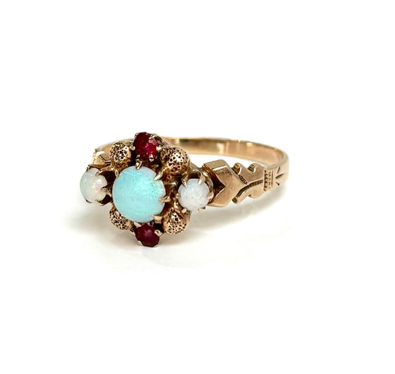 Opal and Garnet Ring