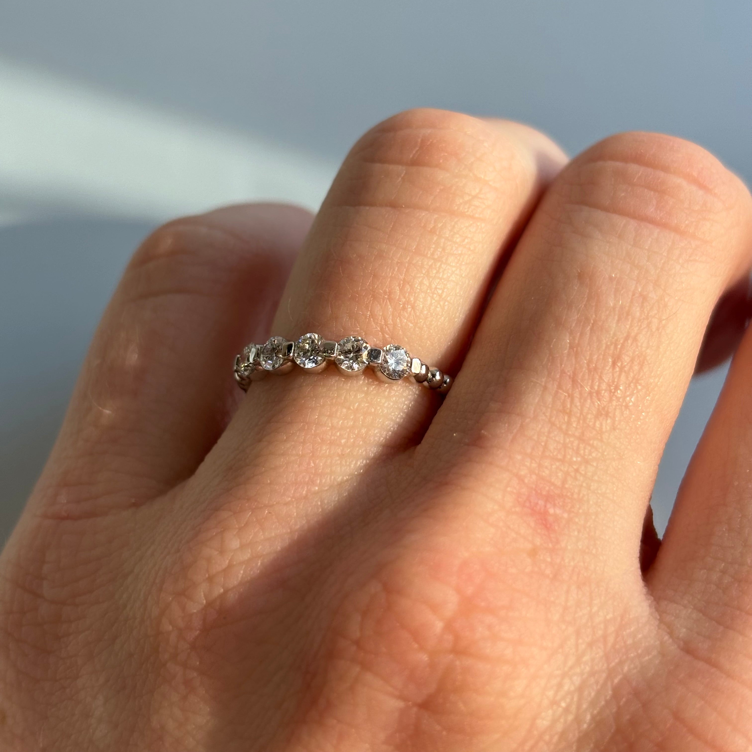 0.50 CTW Natural Diamond Beaded Band | 14K White Gold