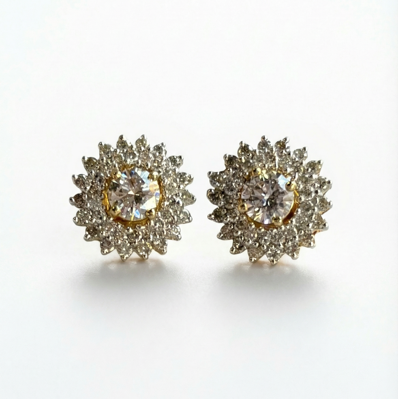 Natural Diamond Halo Earring Jackets | 0.75 CTW | 14K Yellow Gold