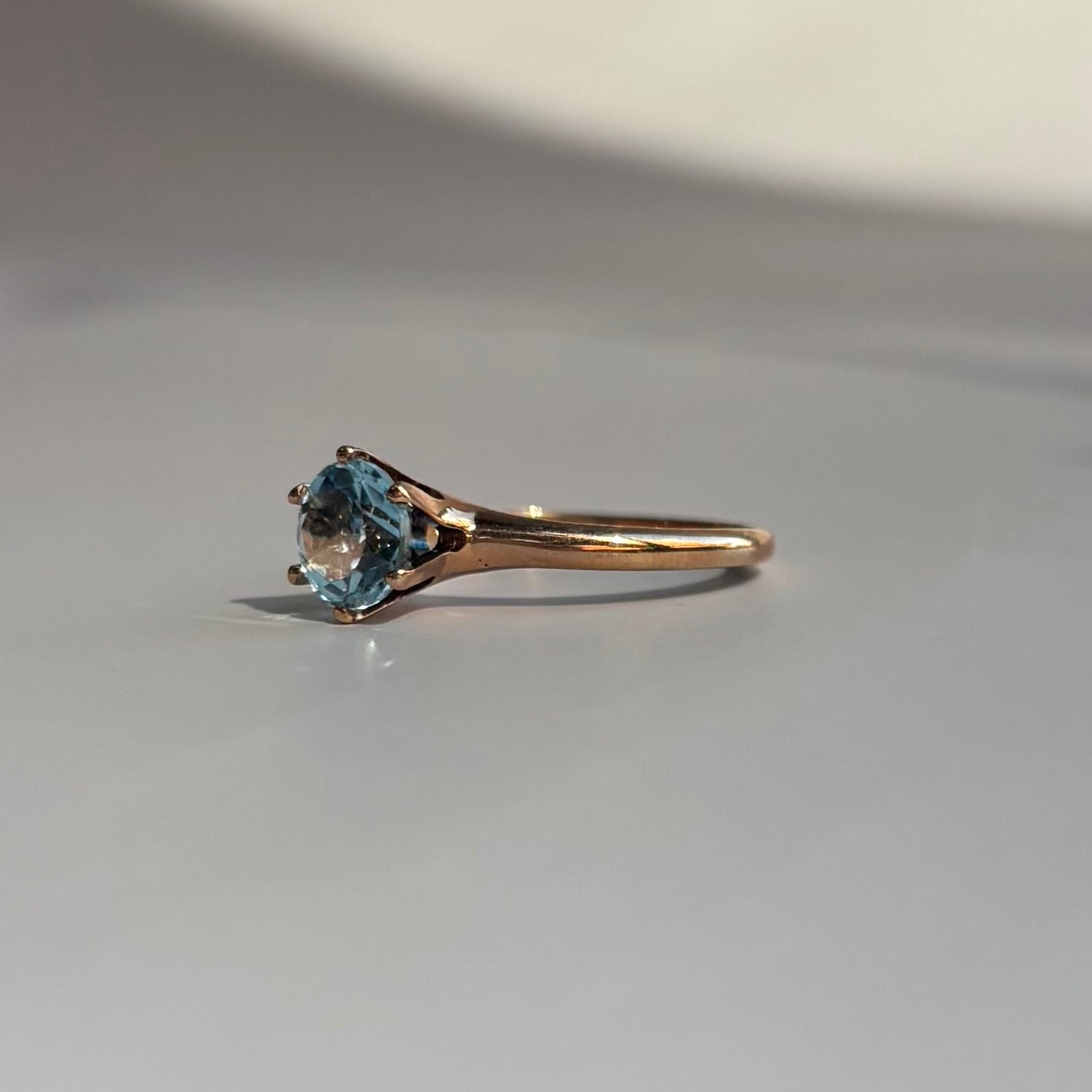 Aquamarine Solitaire Ring | 10K Yellow Gold | Vintage