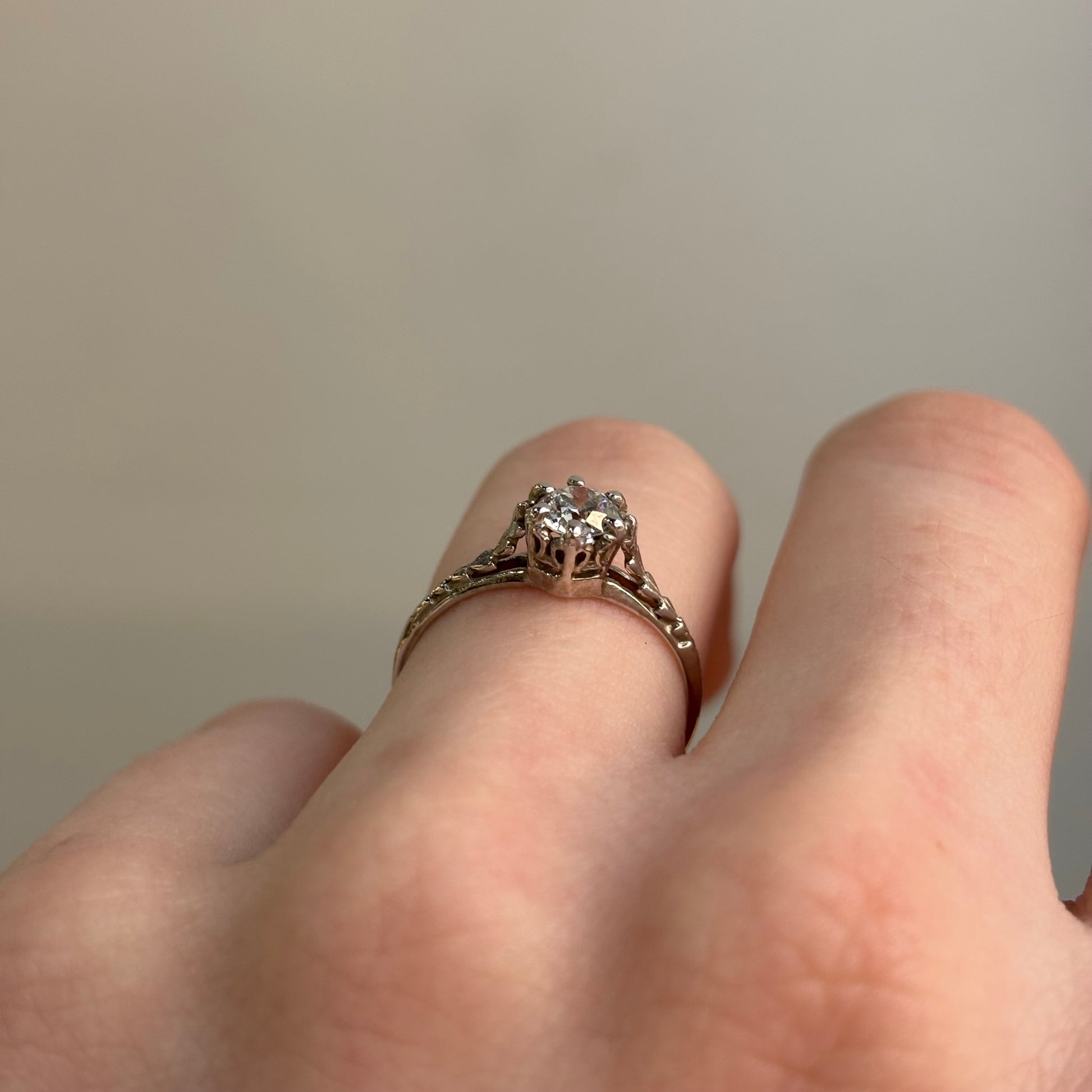 0.38 CT Old European Cut Diamond Vine Ring | Vintage