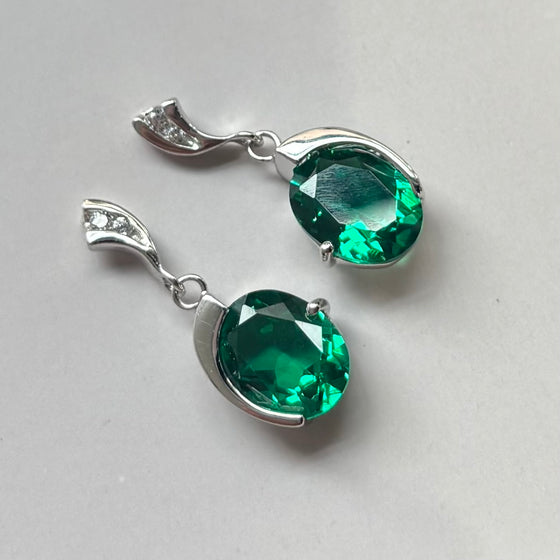 Emerald Oval Earrings