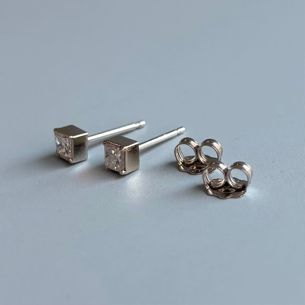 Lab-Grown Princess Cut Diamond Stud Earrings | 0.25 CTW | 14K White Gold