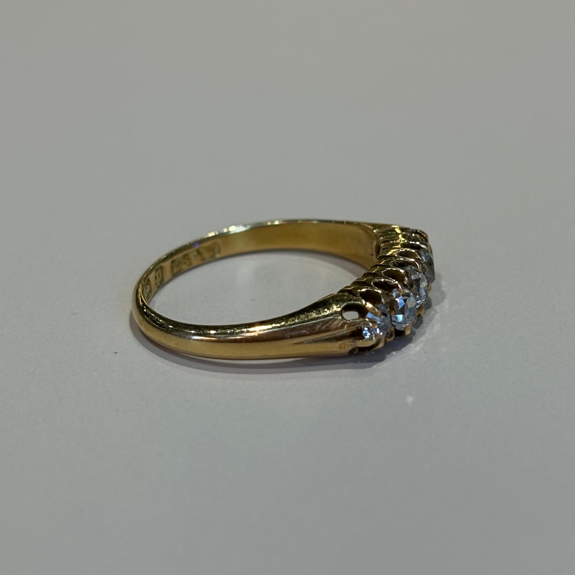 0.50CTW Five Stone Diamond Ring | London 1916 | 18k Yellow Gold | Vintage