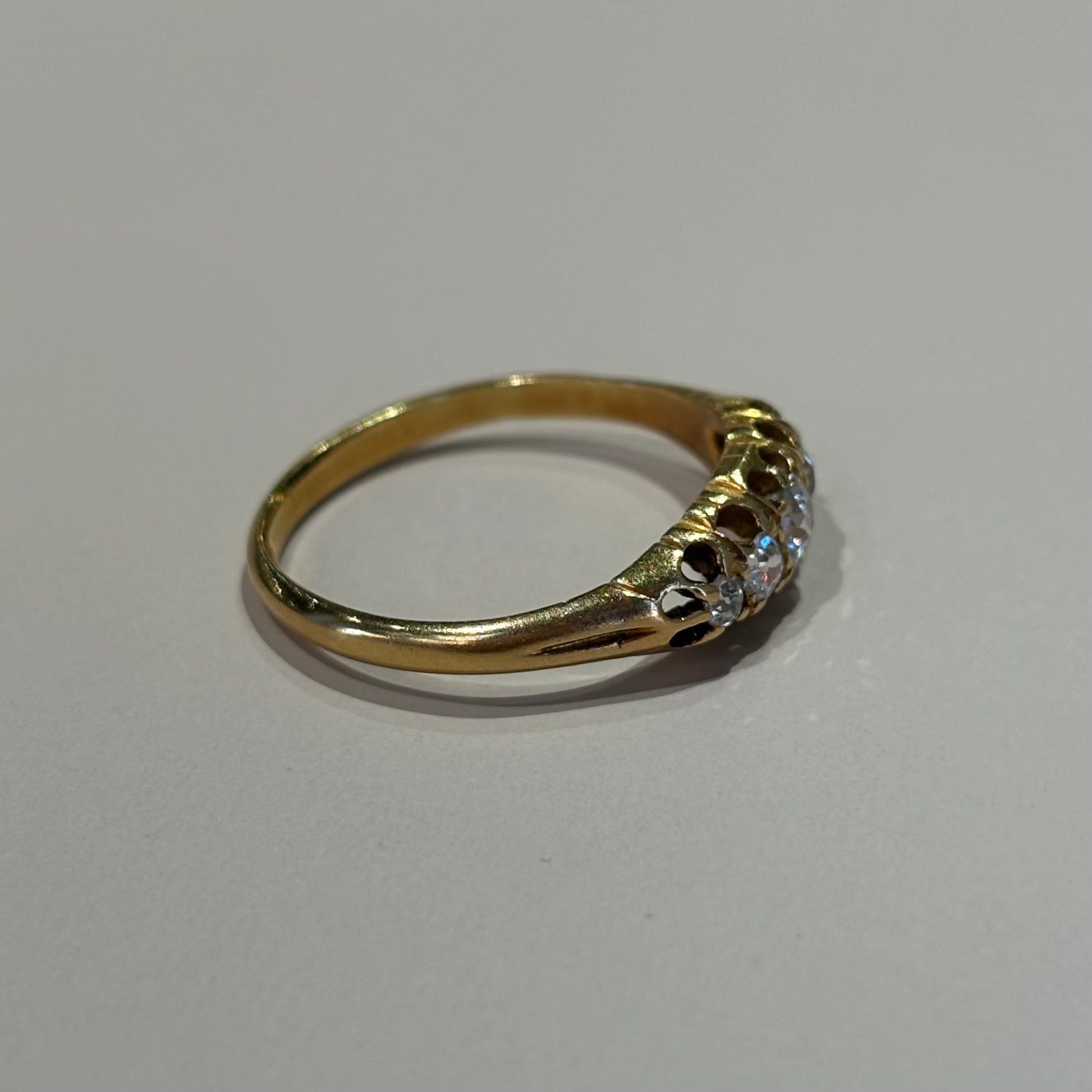 Five Stone Diamond Ring | Chester 1910 Hallmark | 18k Yellow Gold | Vintage