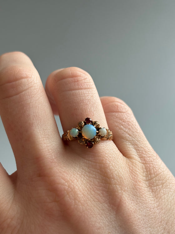 Opal and Garnet Ring