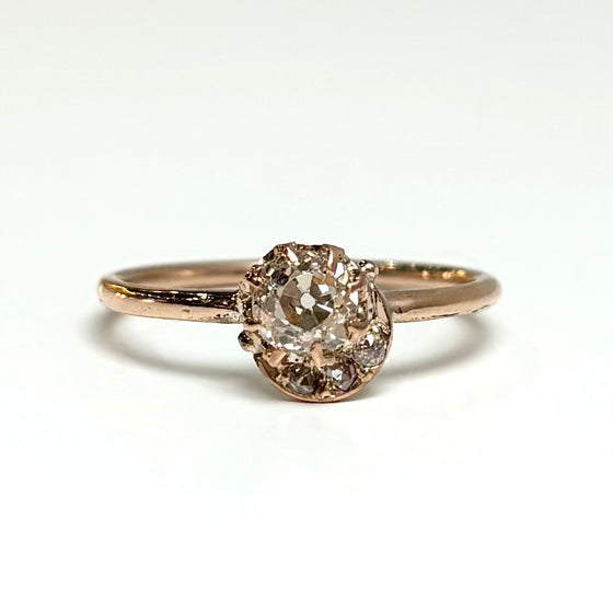 Diamond Ring with Crescent Accent