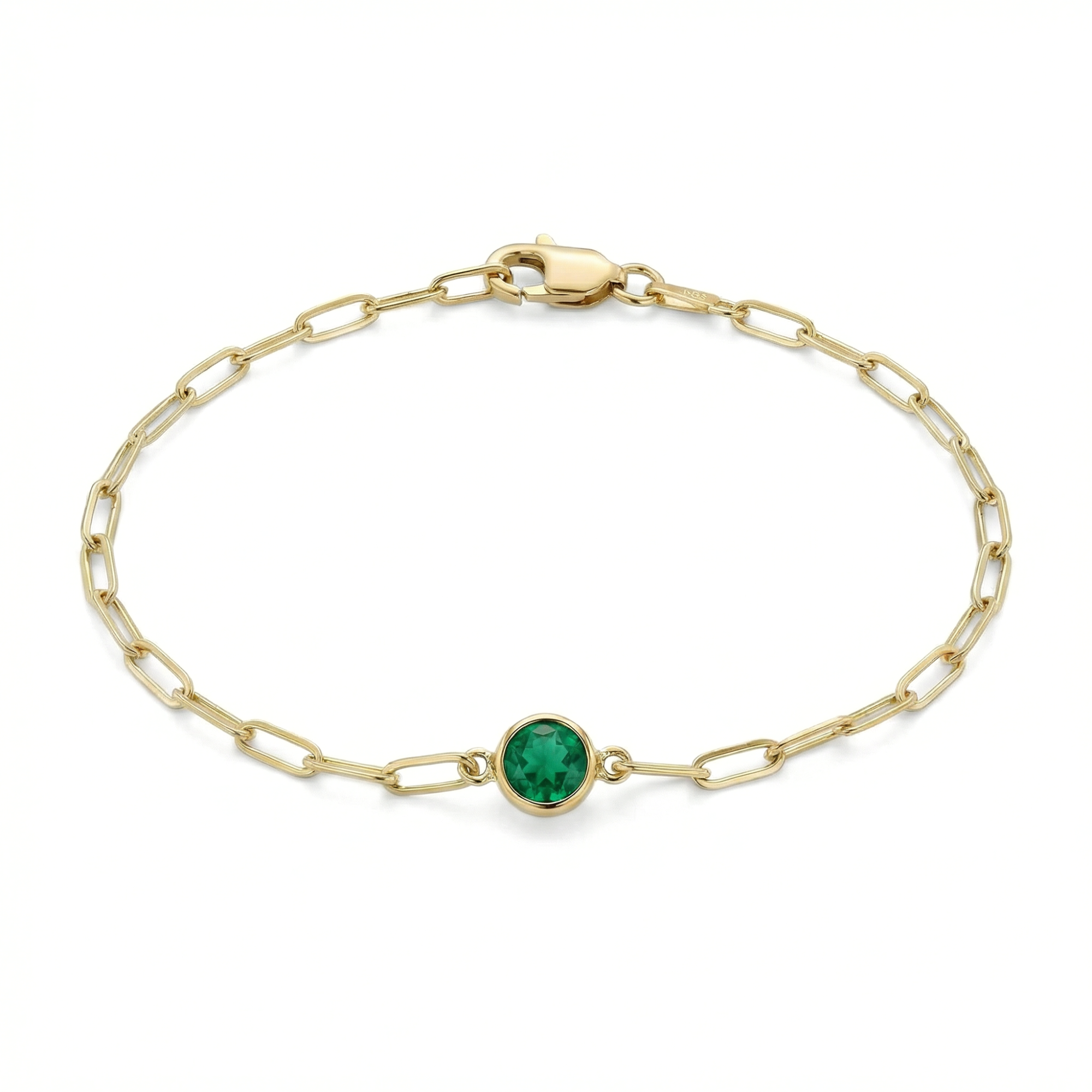 The Paperclip Bezel Bracelet | Lab-Grown Emerald