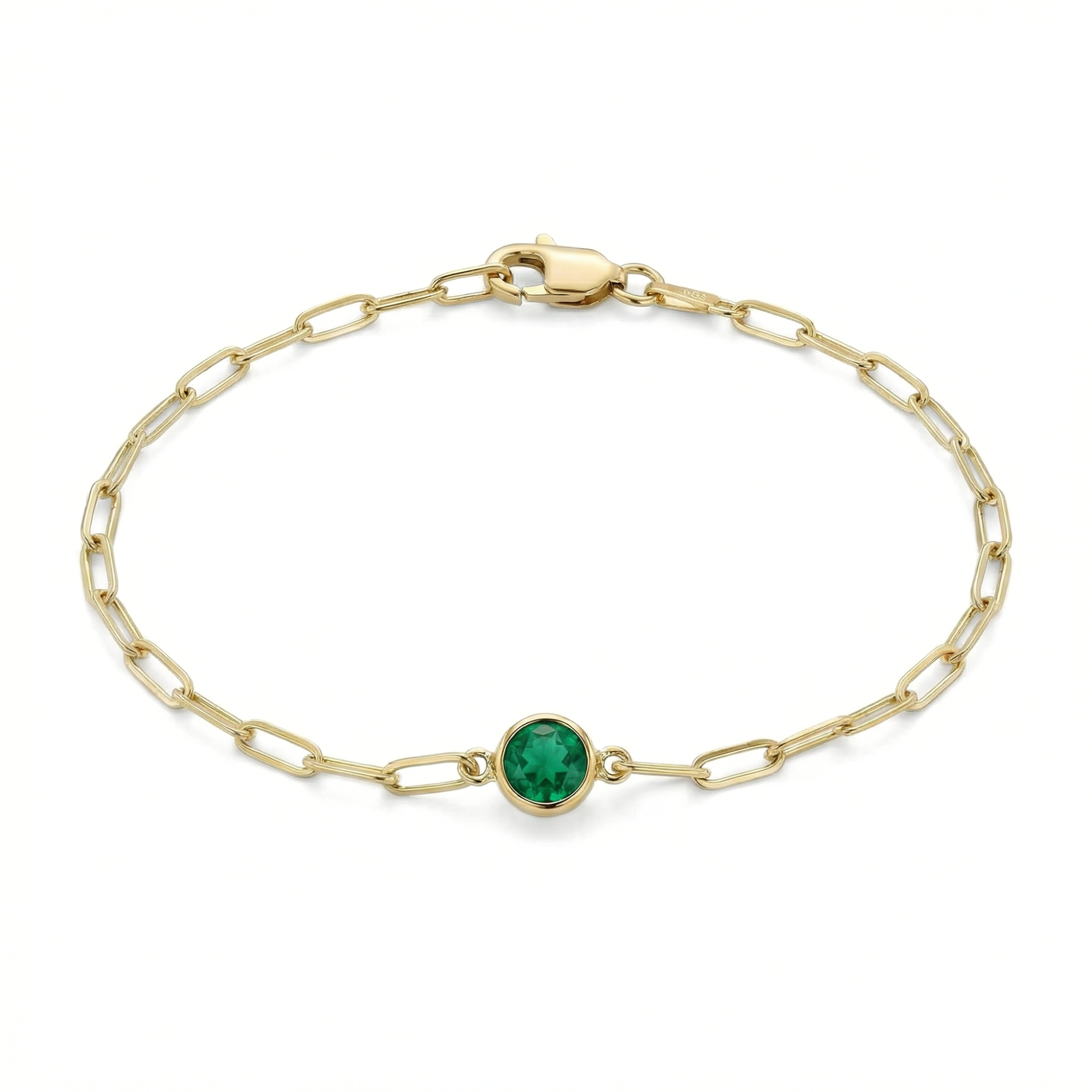 The Paperclip Bezel Bracelet | Lab-Grown Emerald
