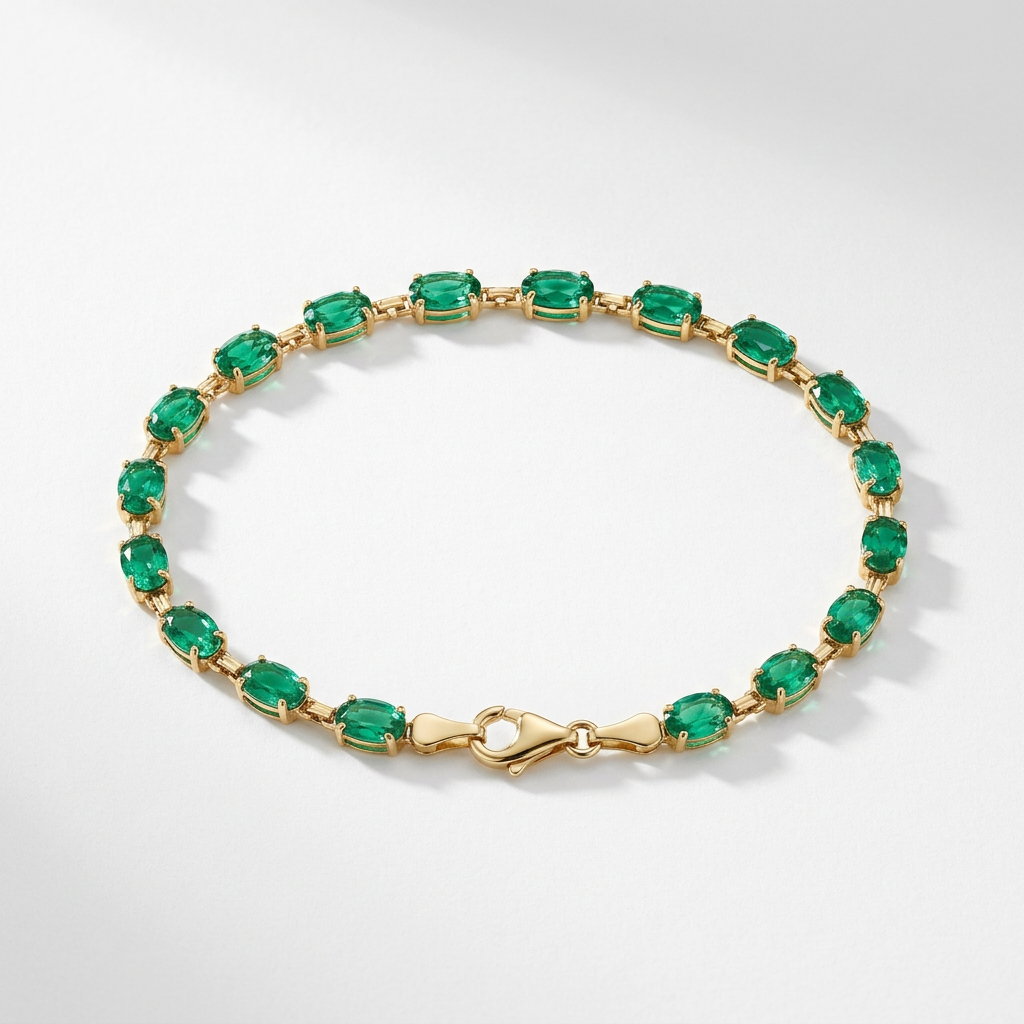 The Solstice Bracelet | Lab-Grown Emerald | 14K Yellow Gold