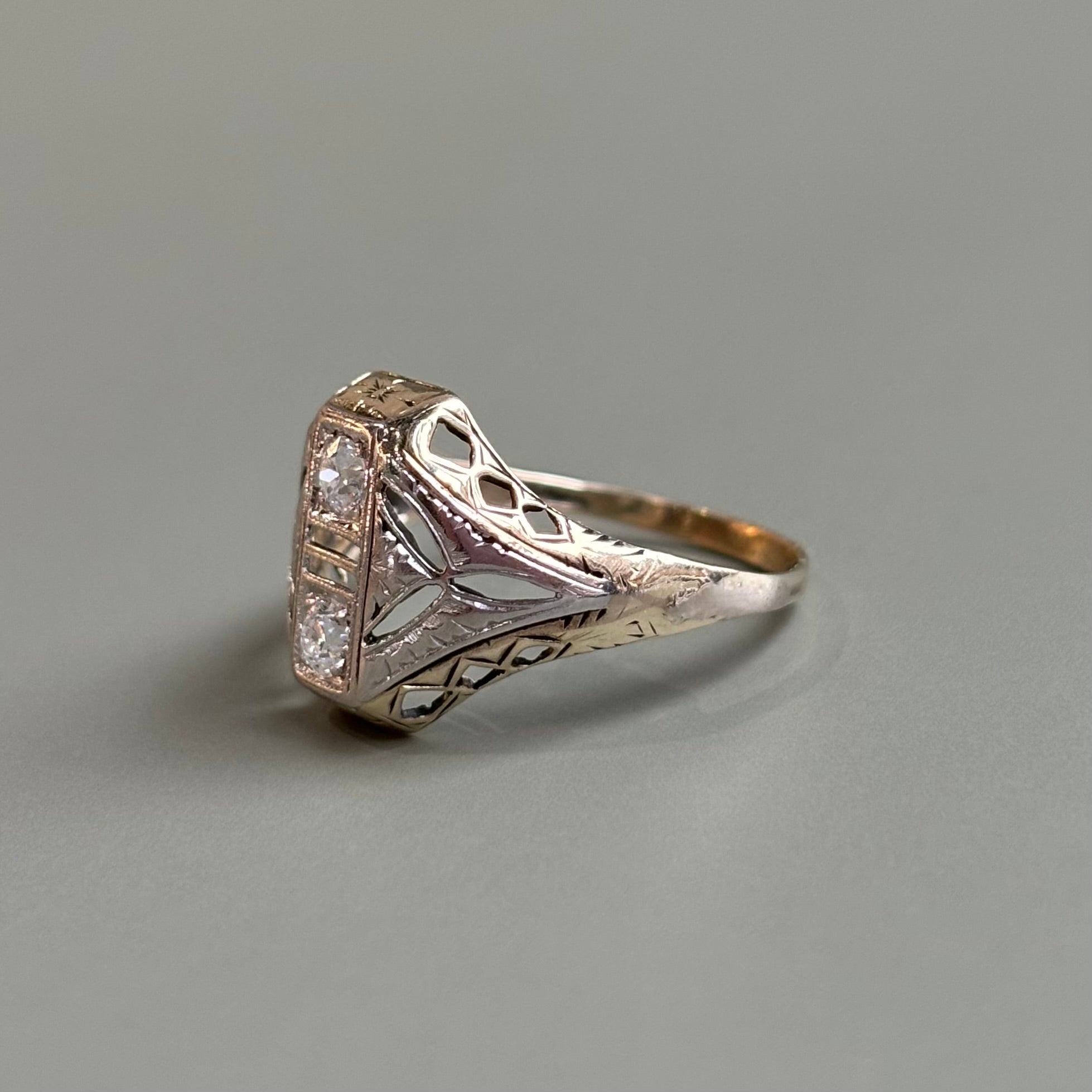 Art Deco Two Tone Ring