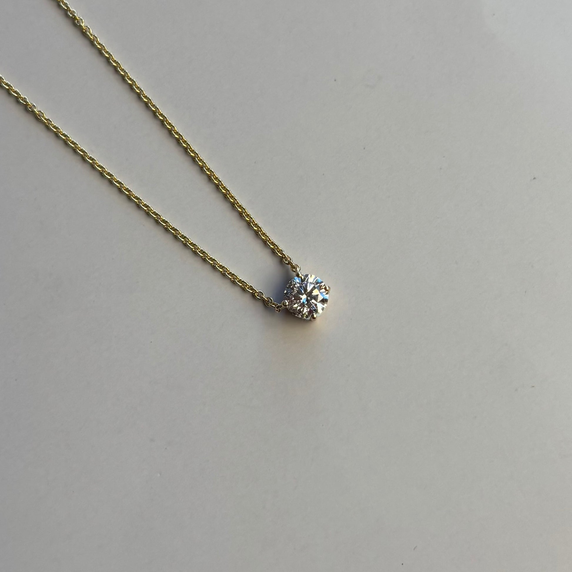 0.50 CT Lab-Grown Round Brilliant Diamond Solitaire Necklace | 14K Yellow Gold
