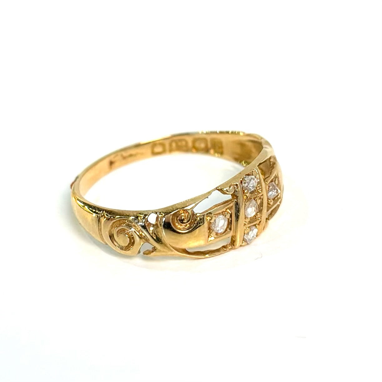 0.15CTW Rose Cut Diamond Band | 18K Yellow Gold | Vintage