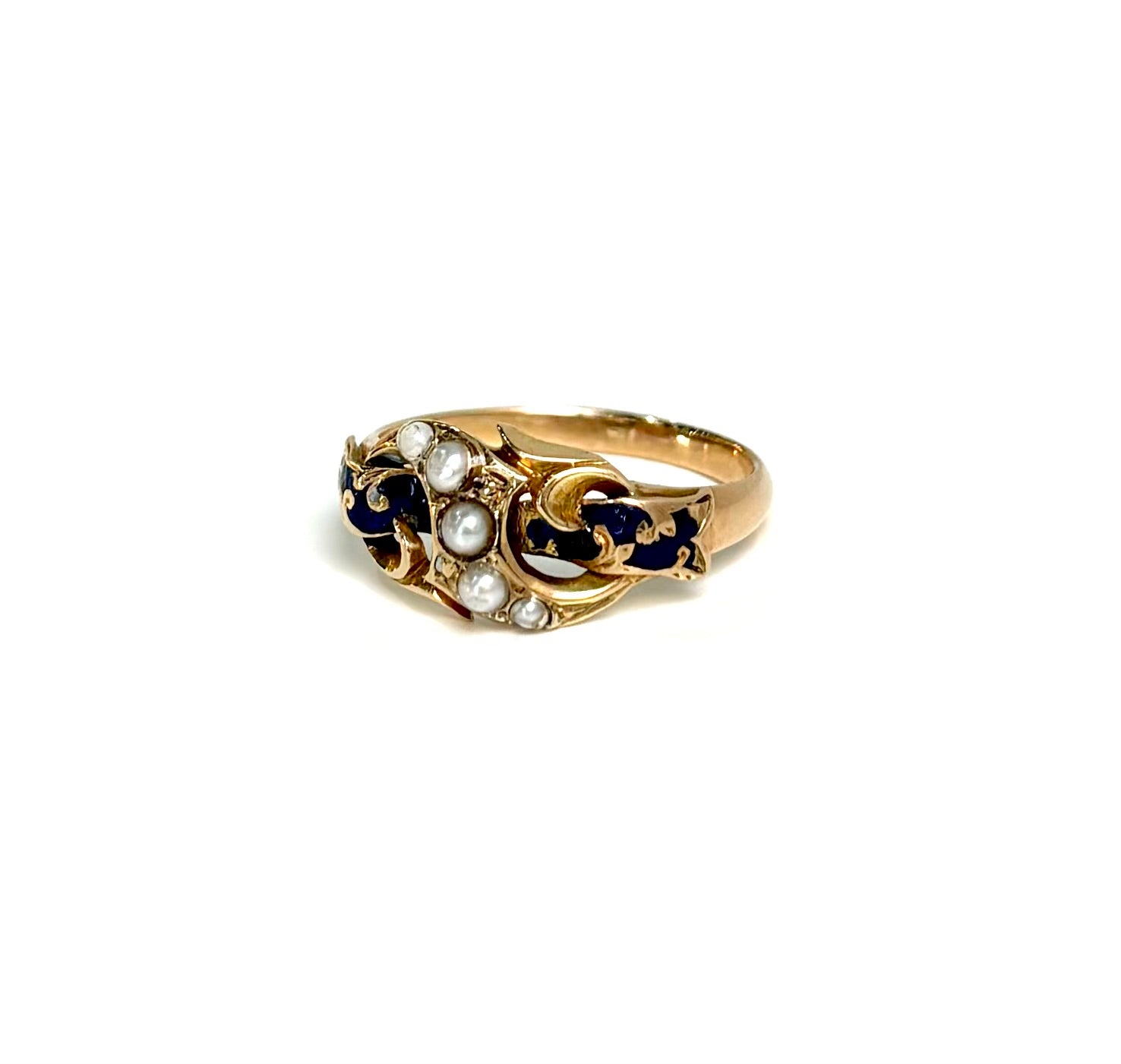 Enamel and Seed Pearl Ring | 1850-1880 | Vintage