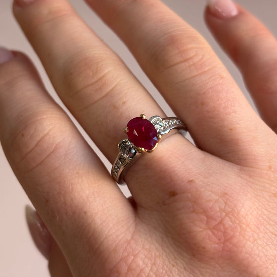 Platinum Oval Ruby