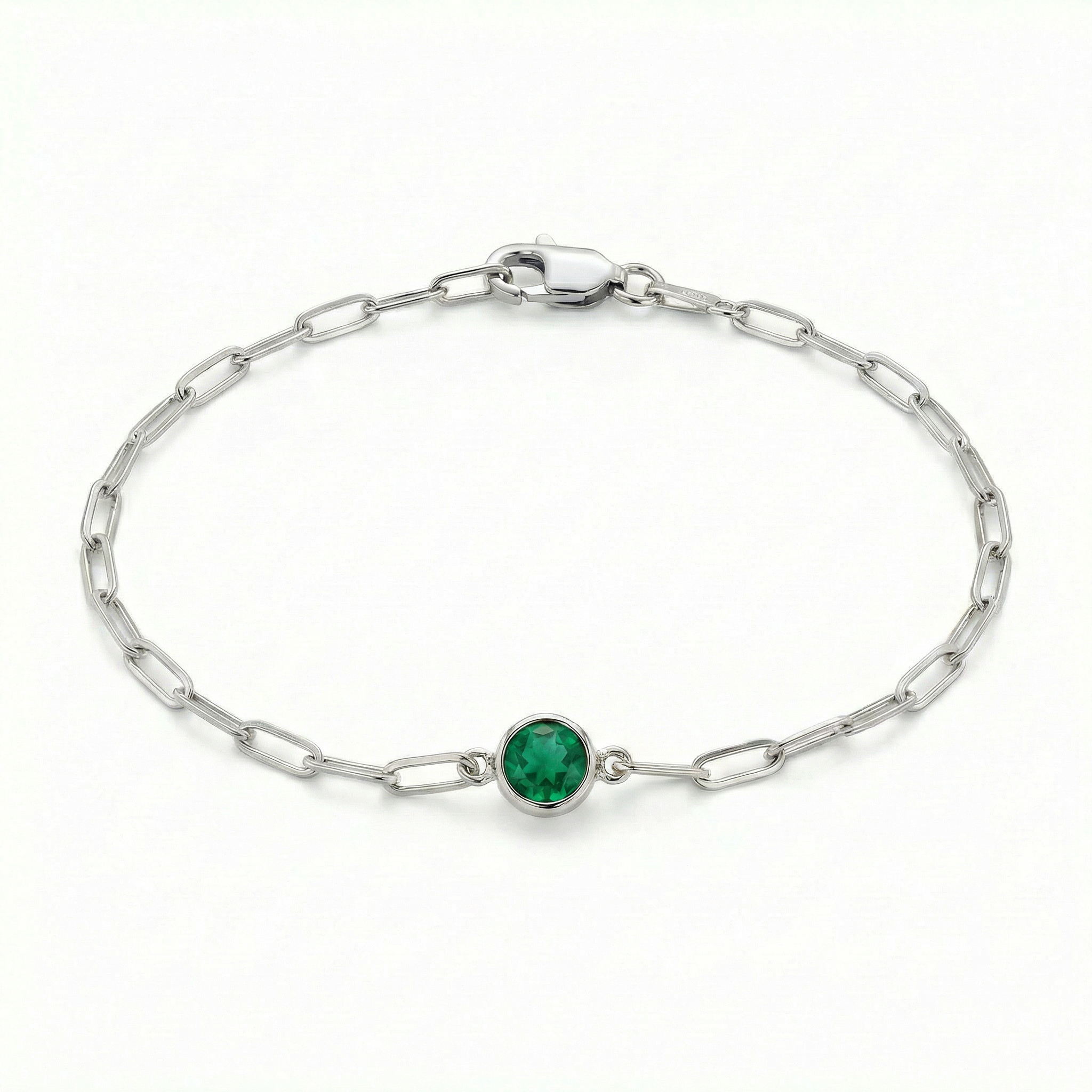 The Paperclip Bezel Bracelet | Lab-Grown Emerald