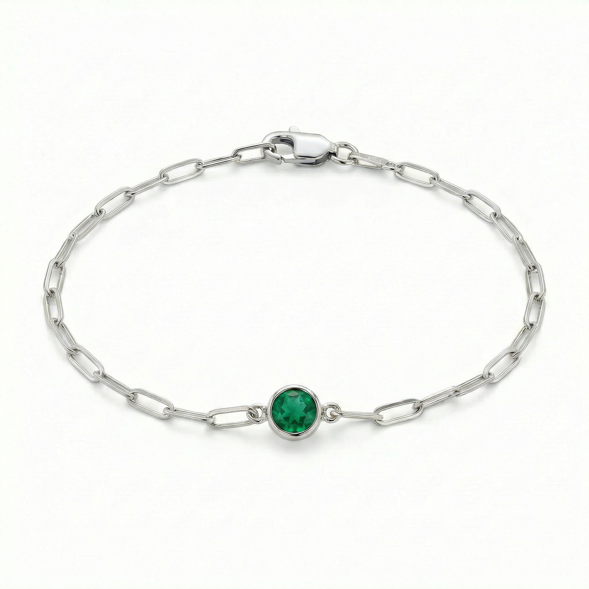 The Paperclip Bezel Bracelet | Lab-Grown Emerald