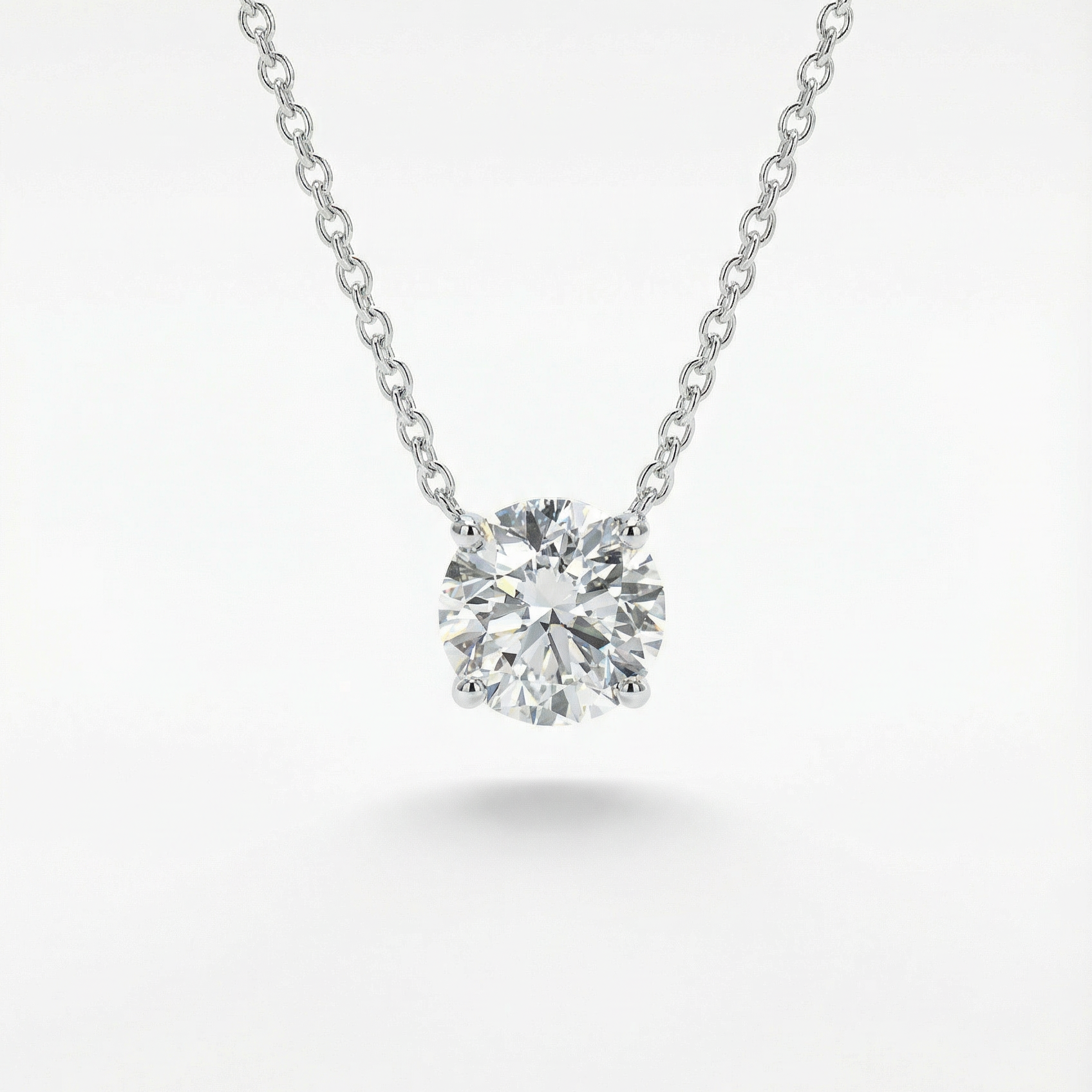 1.32Ct Lab-Grown Diamond Solitaire Necklace | 14K White Gold | IGI Certified