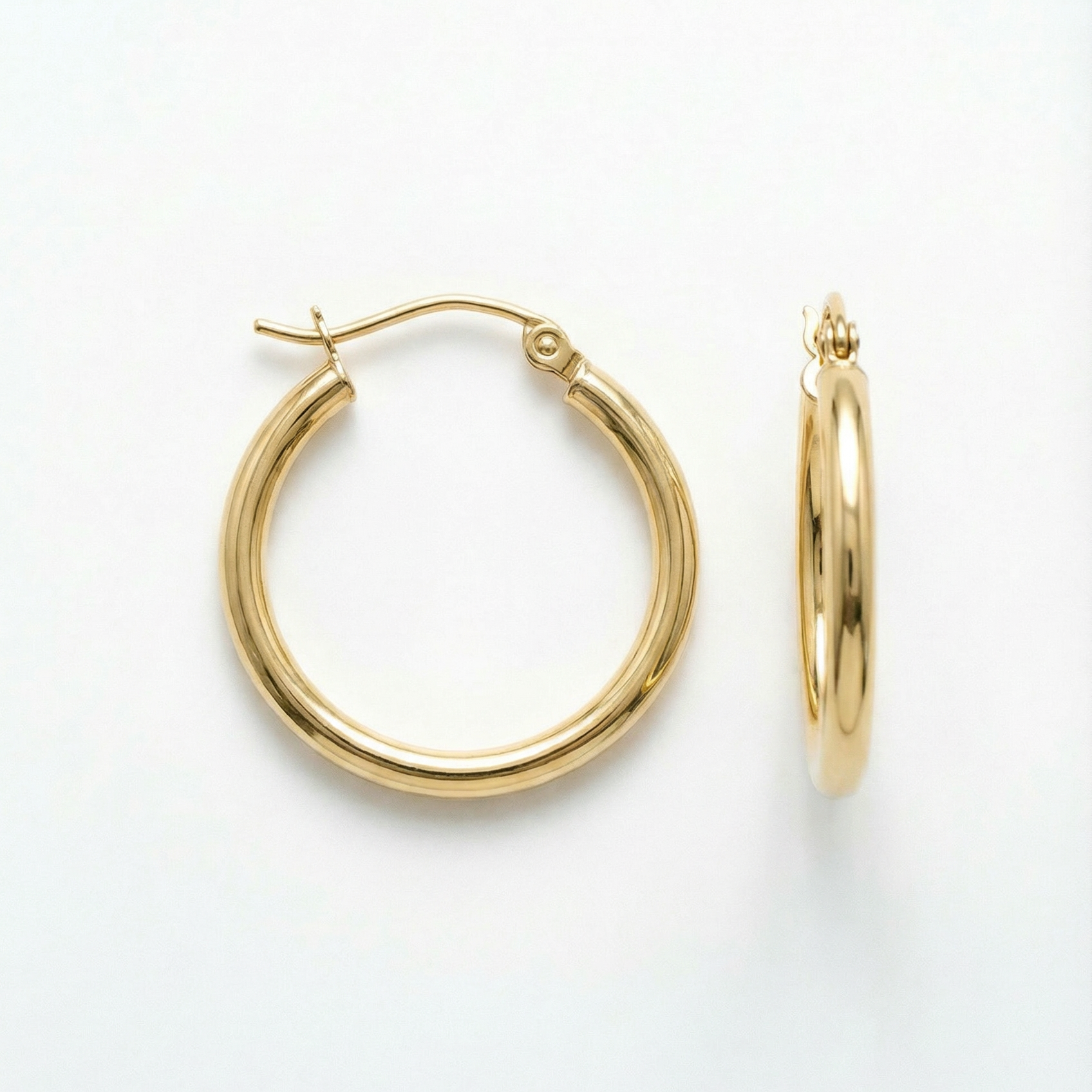 Classic Gold Hoop Earrings | 10K Yellow & White Gold