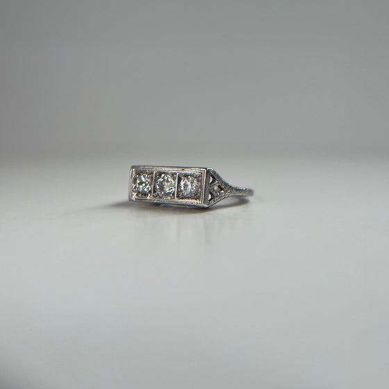 1920 Three Stone Diamond Ring