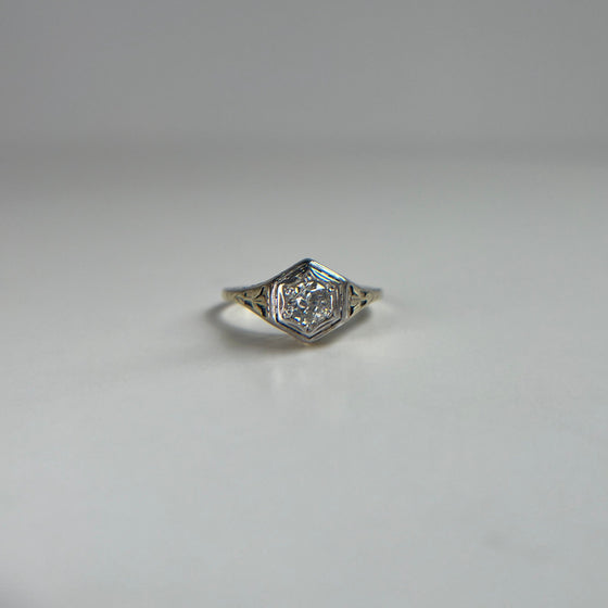 Art Deco Hexagonal Diamond Ring .38 ct