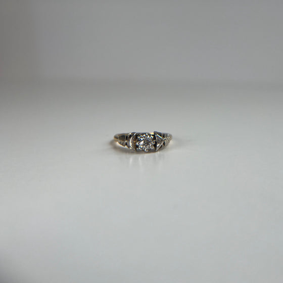 Art Deco Triangular Two-Tone Diamond Ring .35 ct