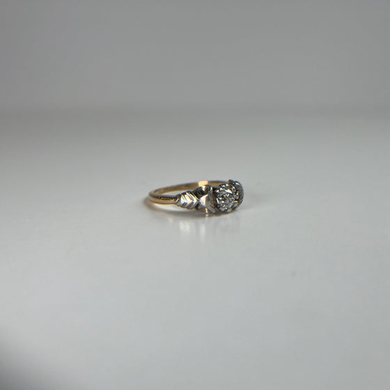 Art Deco Triangular Two-Tone Diamond Ring .35 ct