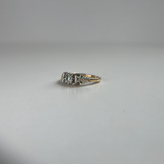 Art Deco Triangular Two-Tone Diamond Ring .35 ct