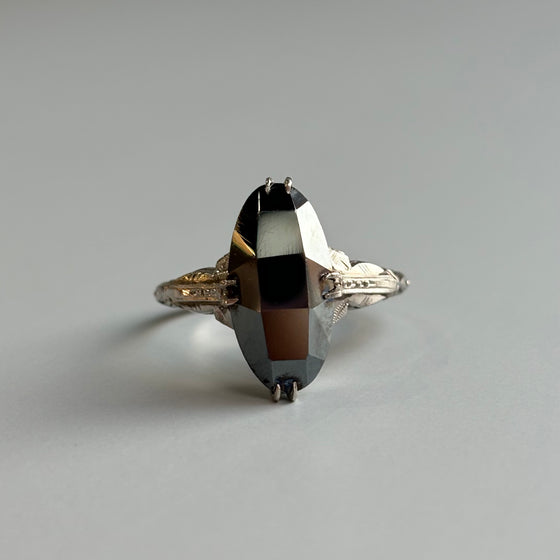 Black Spinel Art Deco Ring