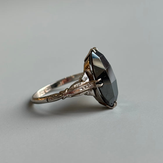 Black Spinel Art Deco Ring