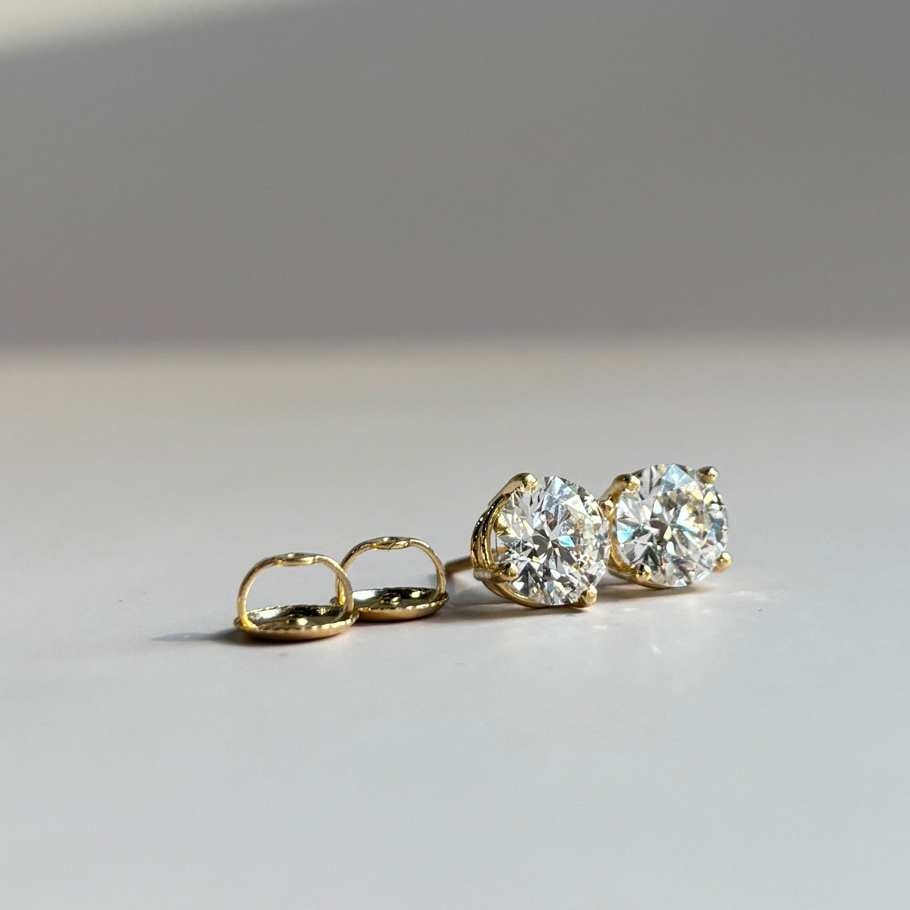 2.38 CTW Round Brilliant Lab-Grown Diamond Stud Earrings | 14K Yellow Gold