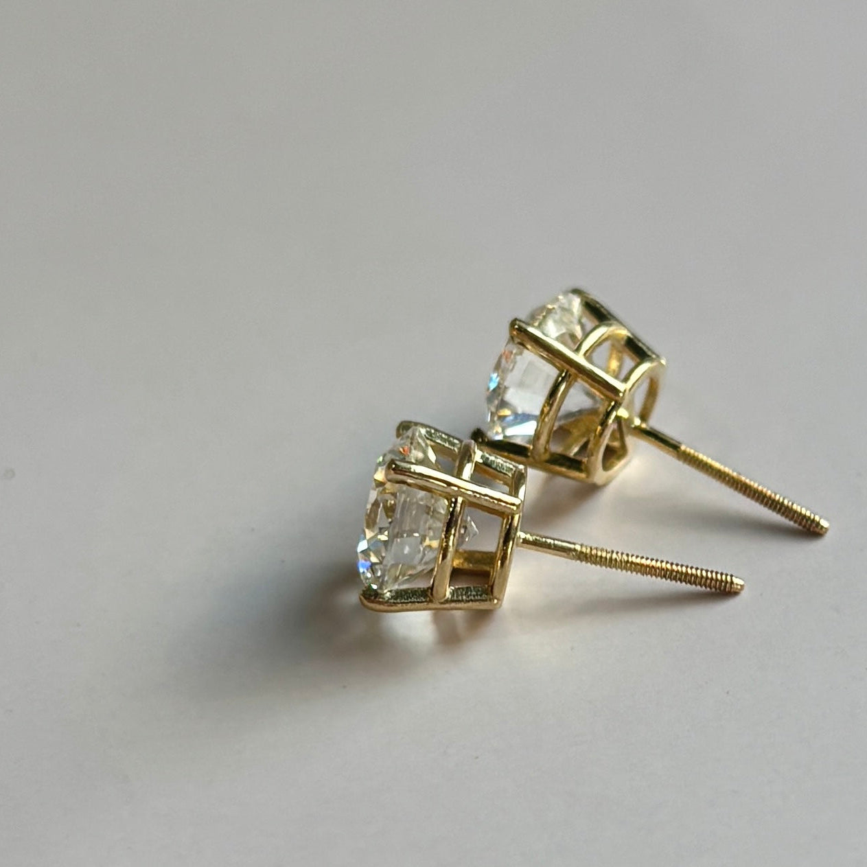 3.15 CTW Round Brilliant Lab Diamond Studs | 14K Yellow Gold | IGI Certified