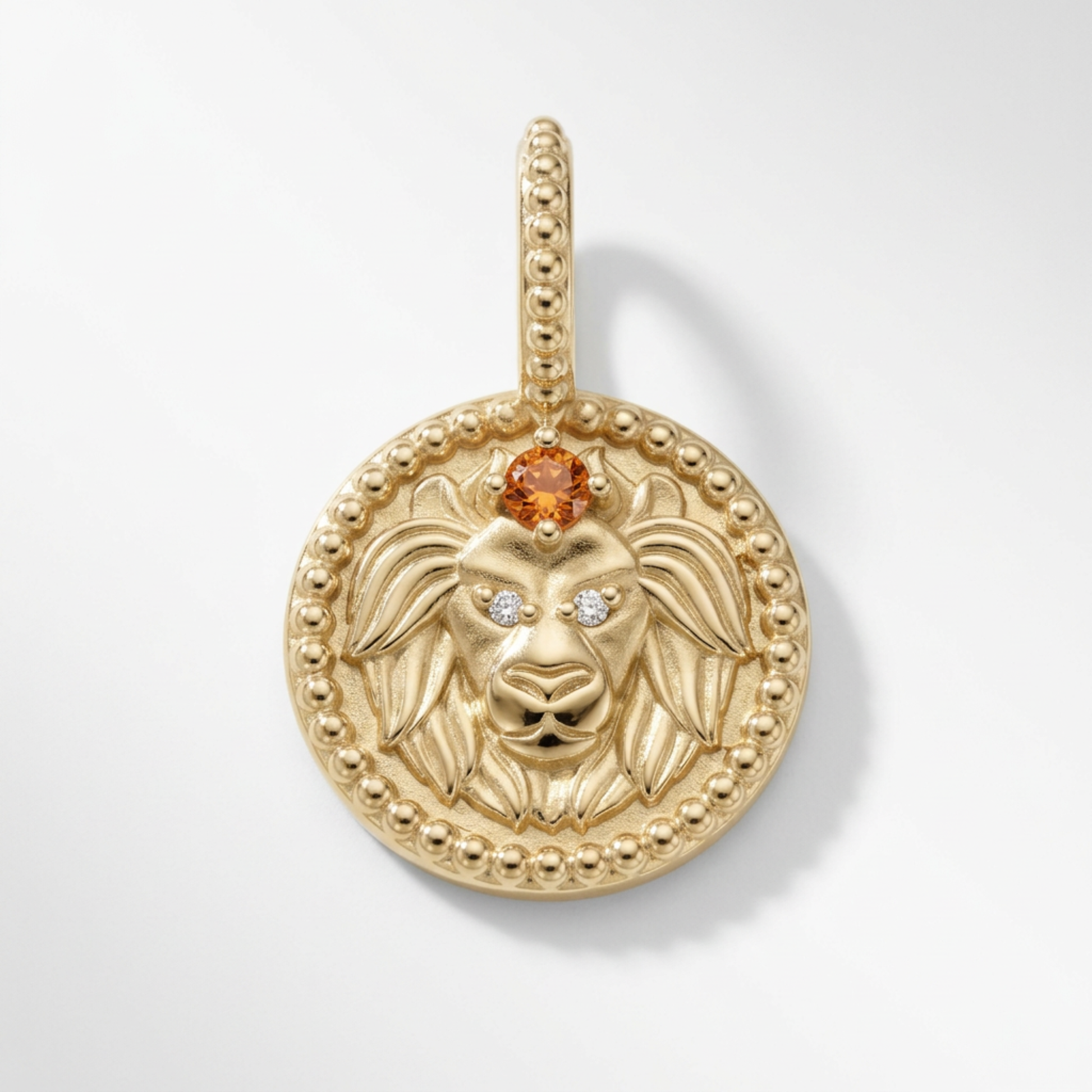 The Zodiac Medallion Pendant | Leo | Natural Citrine and Diamond