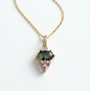 Moss Agate and Morganite Necklace with Diamond Accents | 14K Yellow Gold | 18" Chain