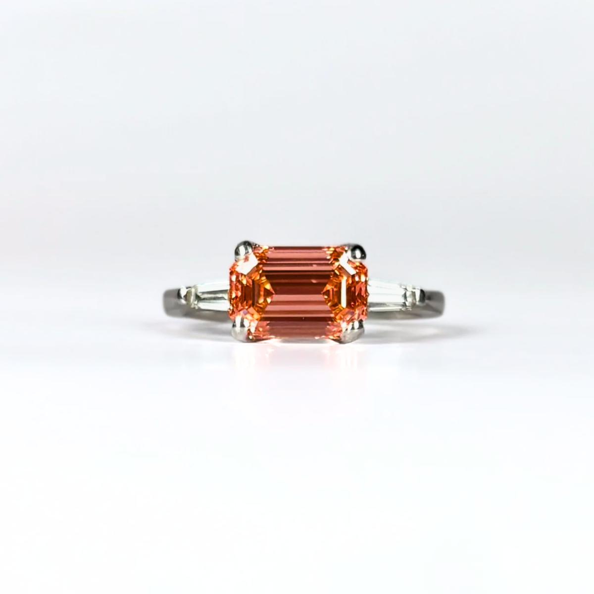 Lab-Grown Peach Diamond Ring, 2.07 CT, 14K White Gold | IGI Certified ...