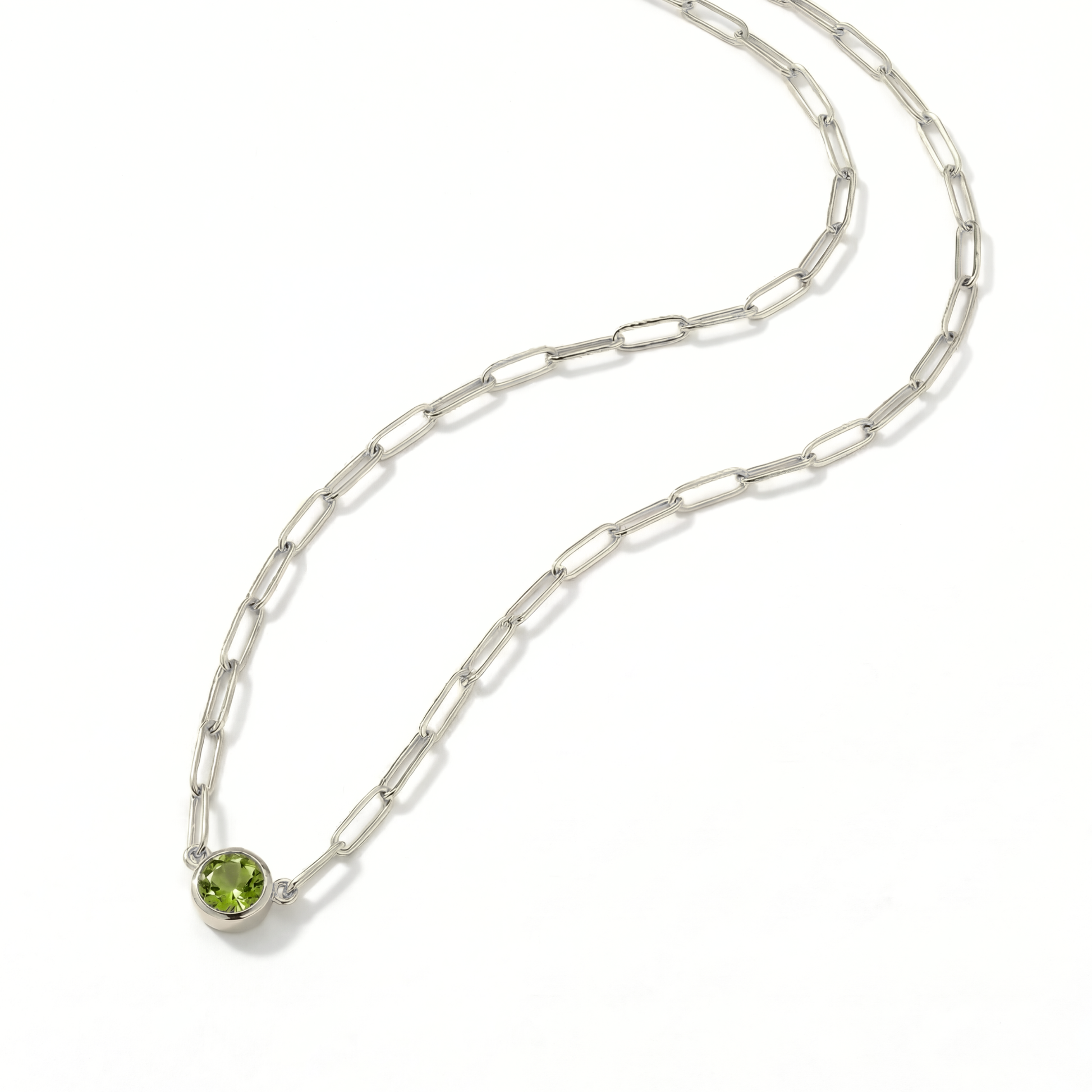 The Paperclip Bezel Necklace | Peridot