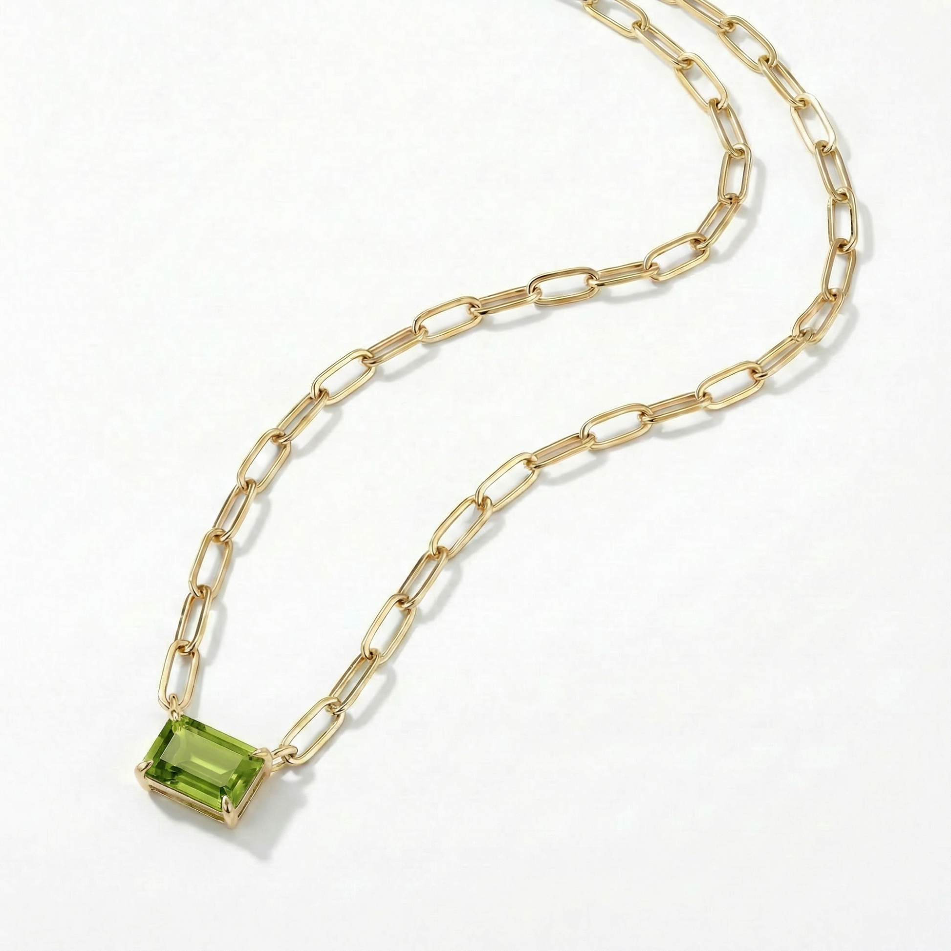 The Gemstone Paperclip Necklace | Peridot