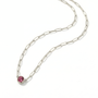 The Paperclip Bezel Necklace | Pink Tourmaline