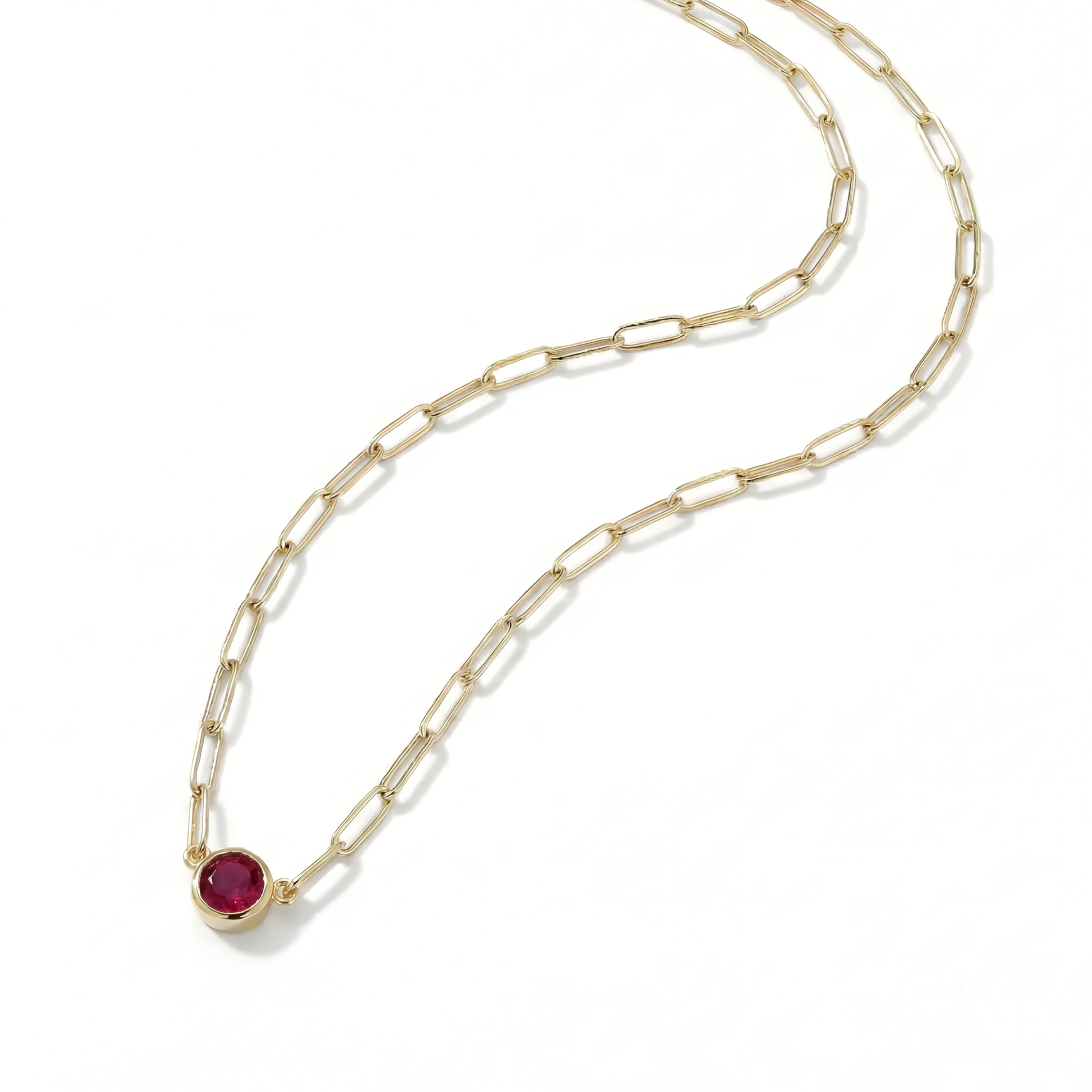 The Paperclip Bezel Necklace | Lab-Grown Ruby