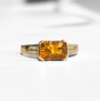 1.30 CT Citrine and Diamond East-West Ring | 14K Yellow Gold