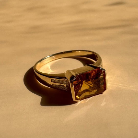 East-West Citrine Ring