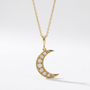 The Crescent Moon Necklace | Natural White Opal | 14K Yellow Gold
